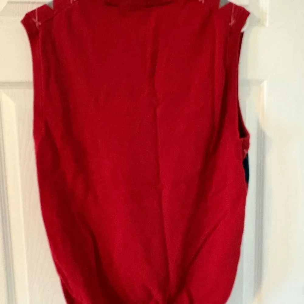 Red Navy Argyle Sweater Vest Men’s Large Preppy Golfcore Cotton Knit